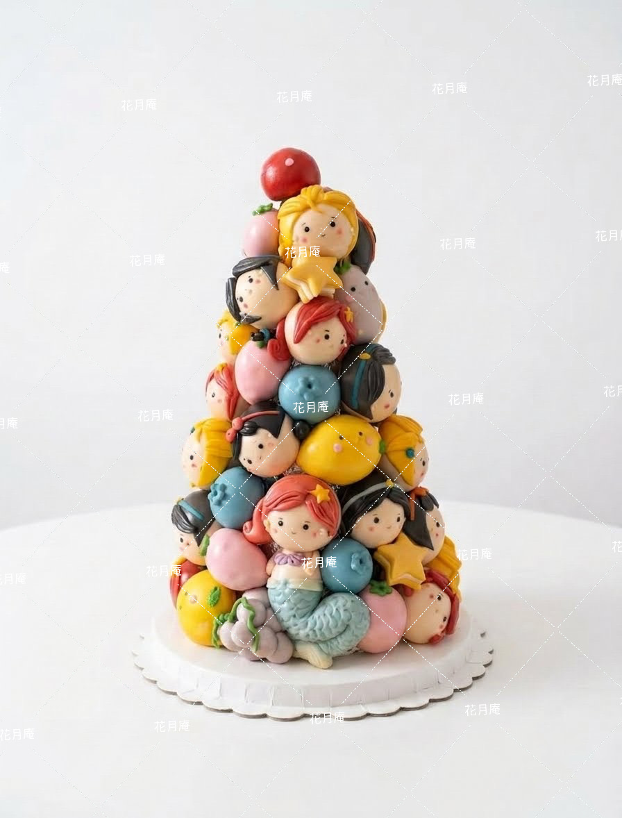 公主主題小朋友生日卡通饅頭塔