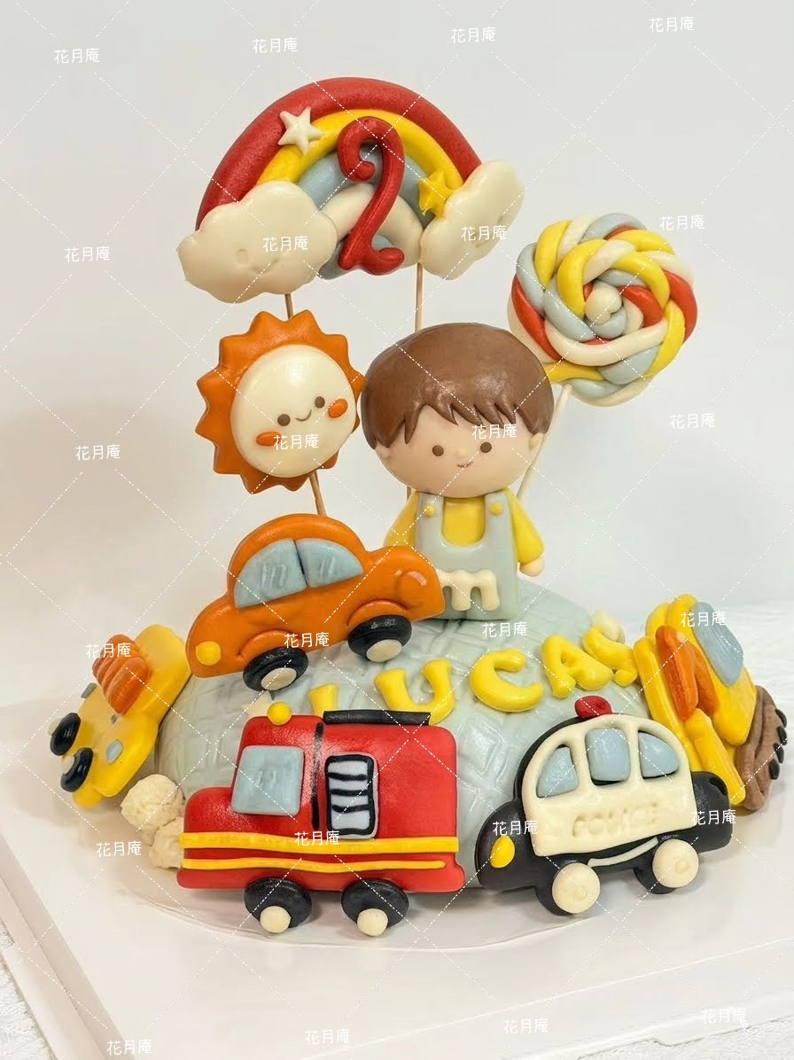 車車主題小朋友生日卡通饅頭塔