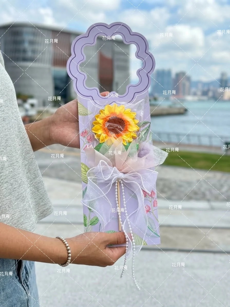 單枝花朵曲奇手提禮盒包裝參考