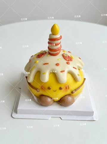 黃色淋面蠟燭造型生日饅頭